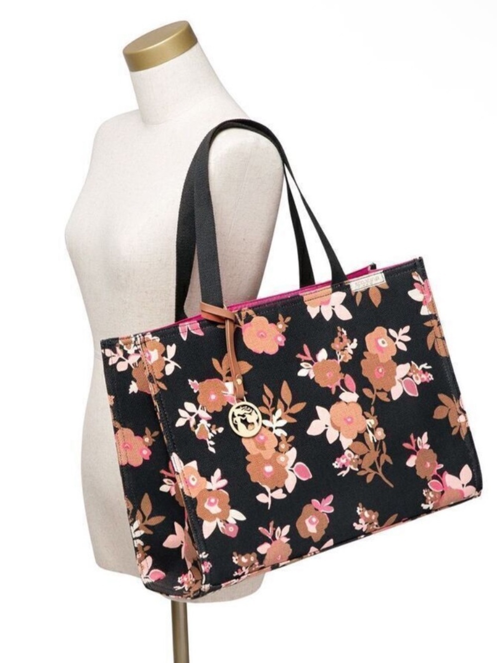 Spartina 449 NWT Black Floral Multi Verdier Market Tote